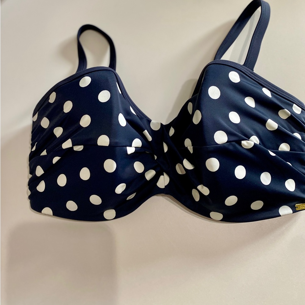 Panache Navy and White Polka Dot Bikini Top